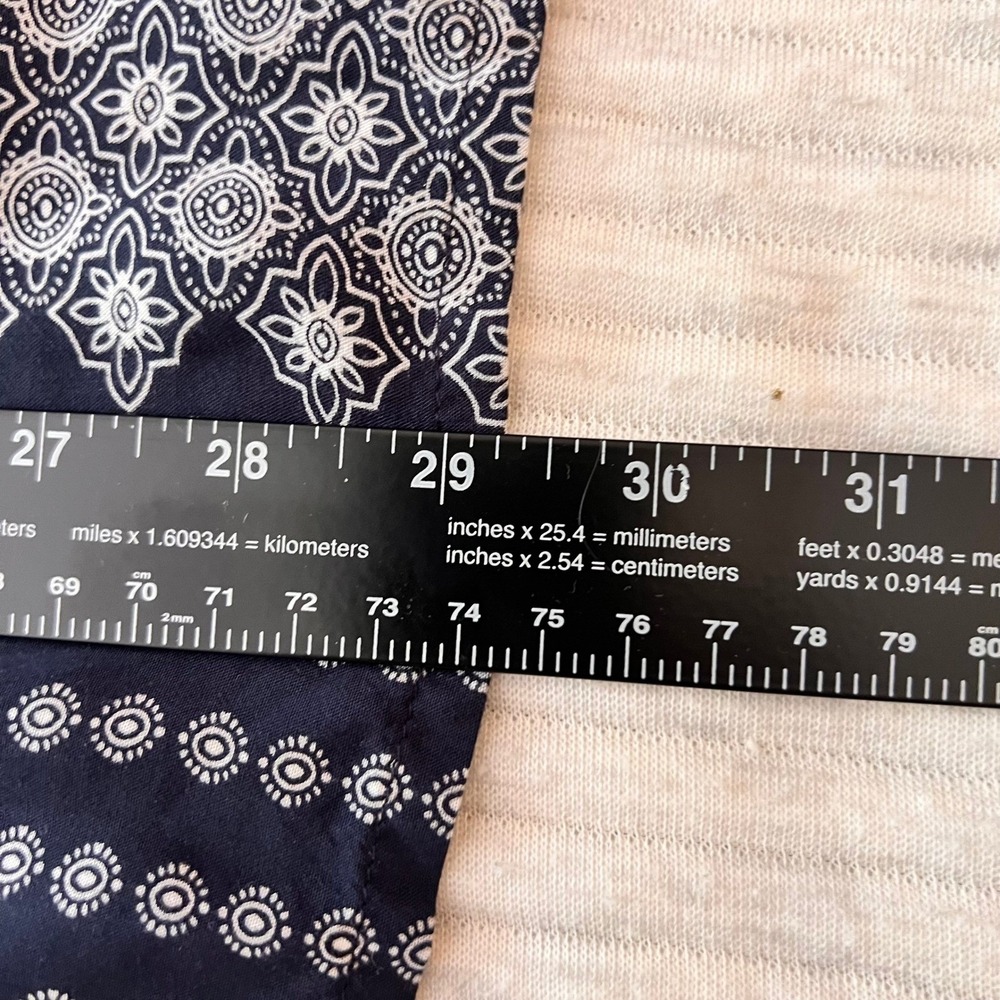 LOFT Navy Blue White Bandana Patchwork Tile Print Kimono Cardigan Open Front M/L - Picture 8 of 9